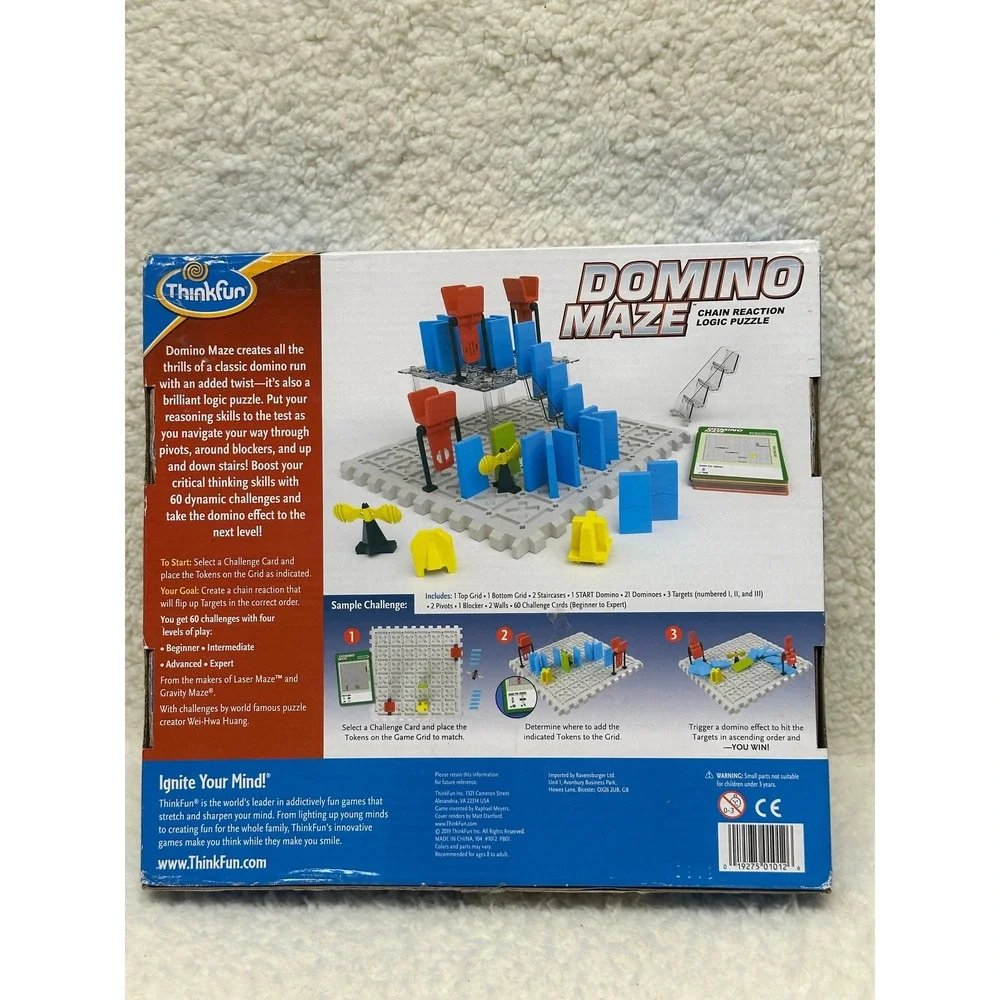 ThinkFun Domino Maze Multicolor Chain Reaction Logic Puzzle 60 Challenges
